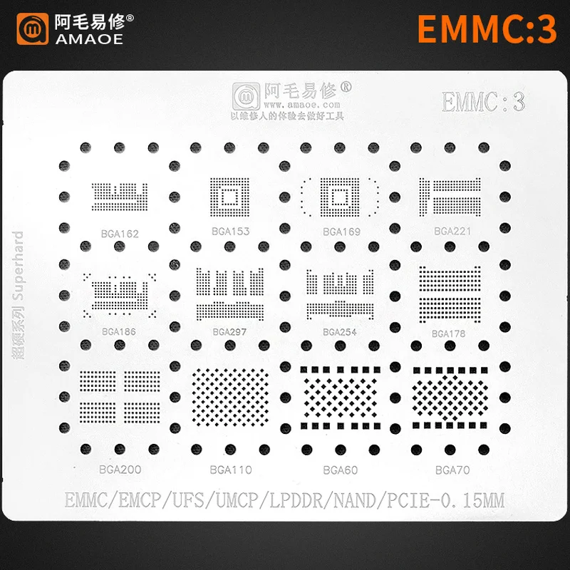 Tasmota Flash Tool - Amaoe-plantilla Reballing Nand Flash EMMC 3